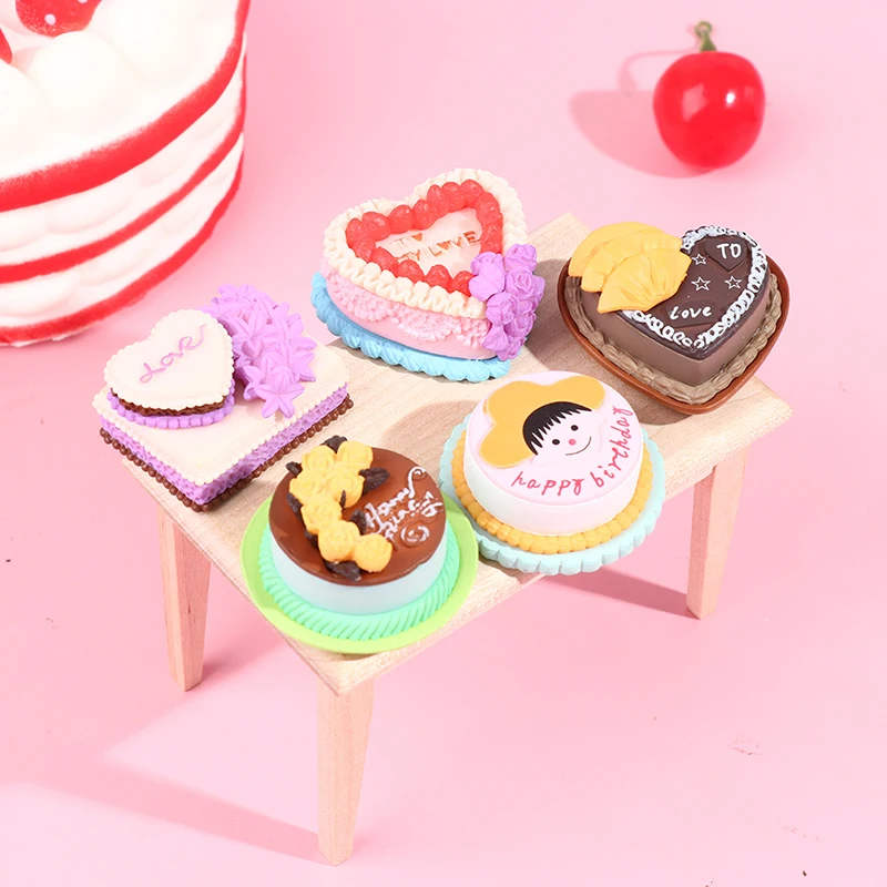 1pc Birthday Cherry Cake Simulation Food Miniature Figurine Pretend Play Kitchen Toy Doll House DIY Accessories Gift Baby Gifts