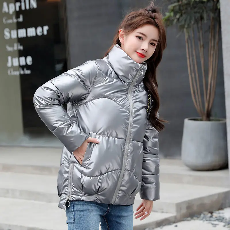 Women's Winter Coat Short Cotton Coat Keep Warm Shiny Korean Fashion Plus Size Loose Women's Winter Jacket Warmth Designer