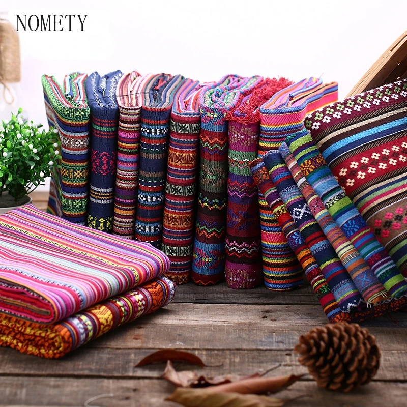 

150*100cm National Style Twill Jacquard Fabric Sofa Cover Pillowcase Tablecloth Curtain Decorative Cloth Polyester Linen Blended