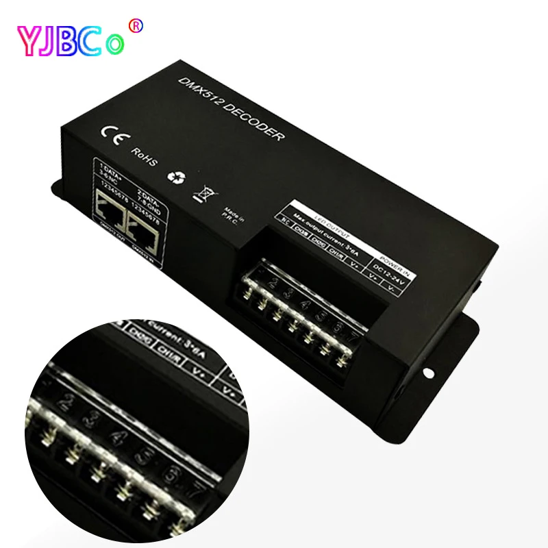 Высокомощный 3CH 4CH DMX 512 декодер RGB RGBW контроллер светодиодной ленты DC 12V ~ 24V to PWM