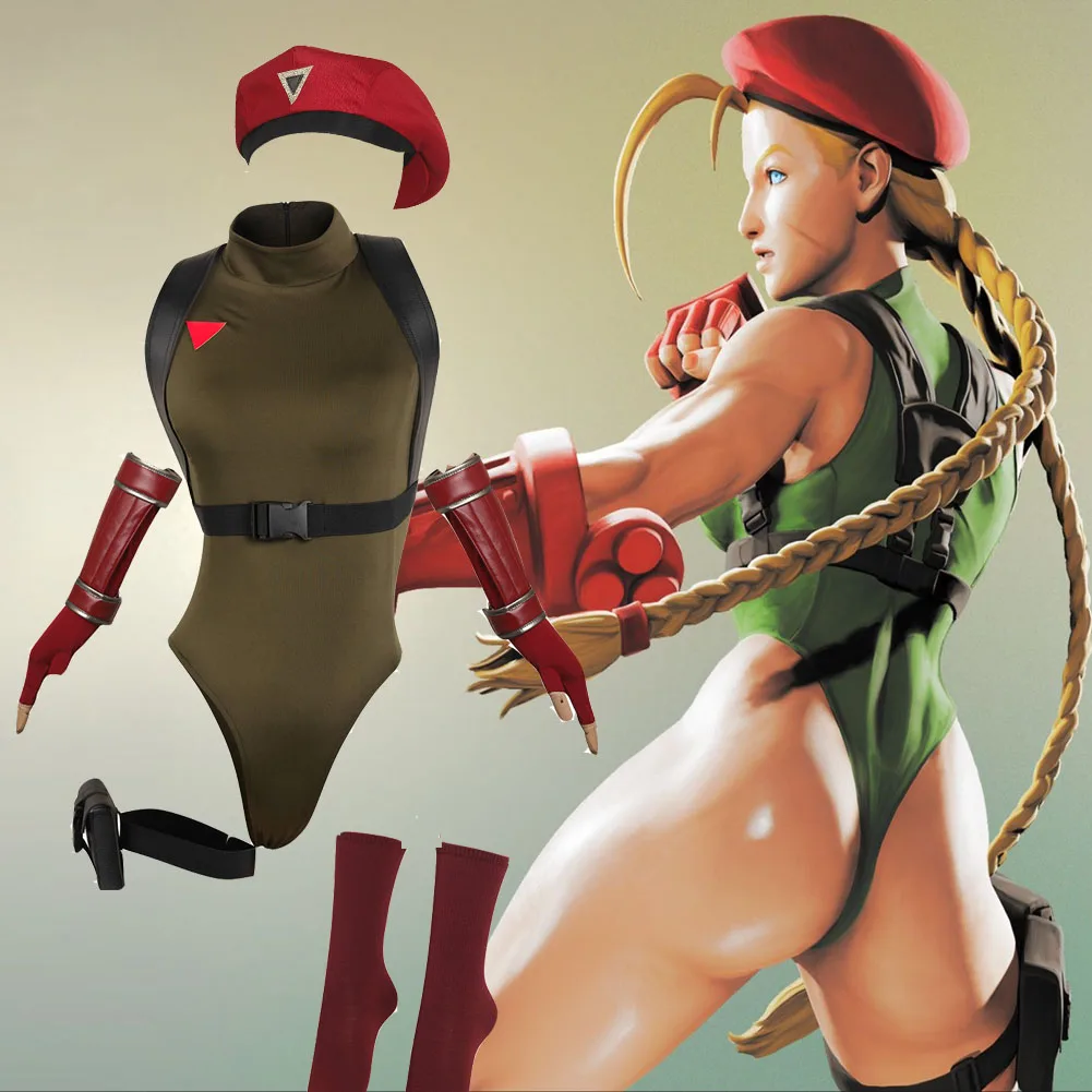 

Game SF Fighter 6 Cammy White Cosplay Jumpsuit Costume Hat Socks Women Fantasia Outfits Halloween Carnival Party Disguise Suit