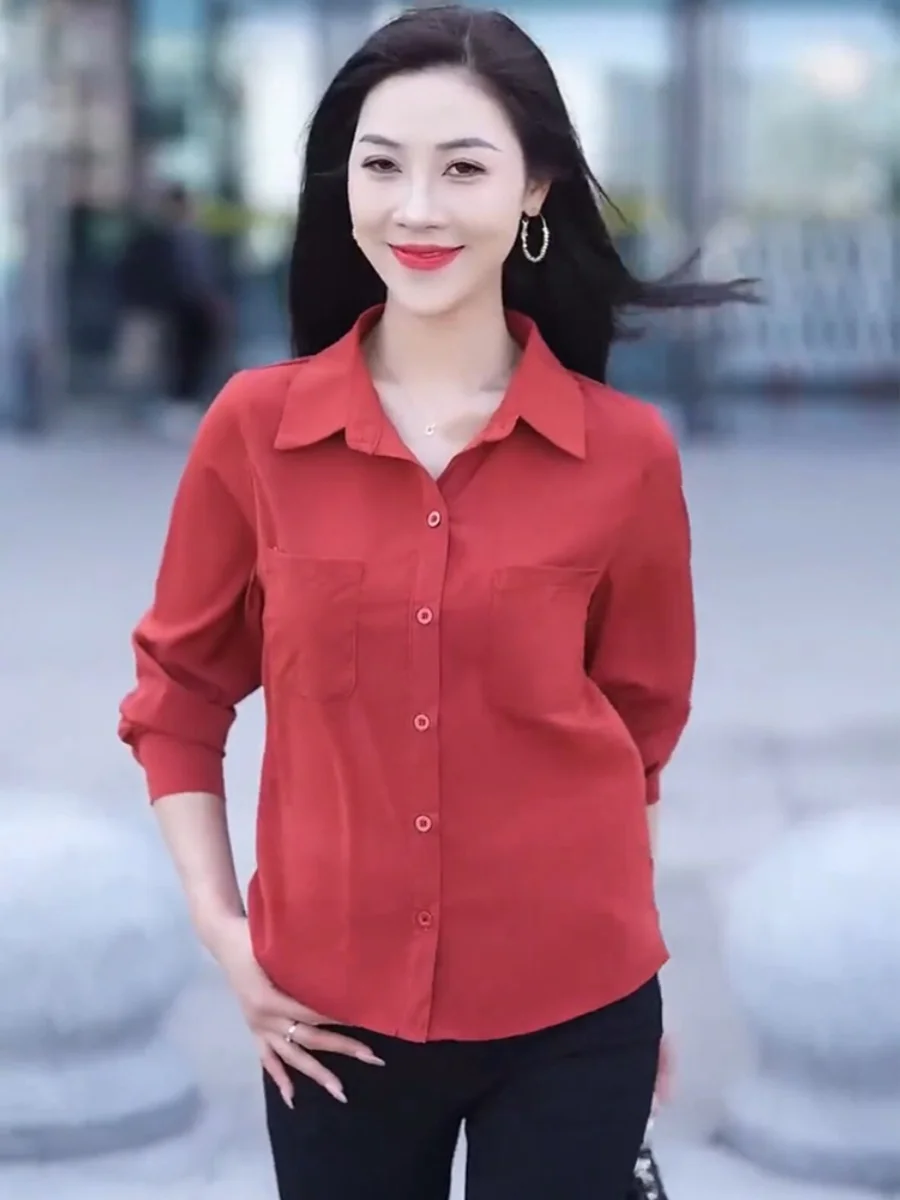 Fashion Western Sle Shirts Women 2024 Autumn New Loose Belly Covering Slimming Slim fit Small Short Long sleeve Shirt