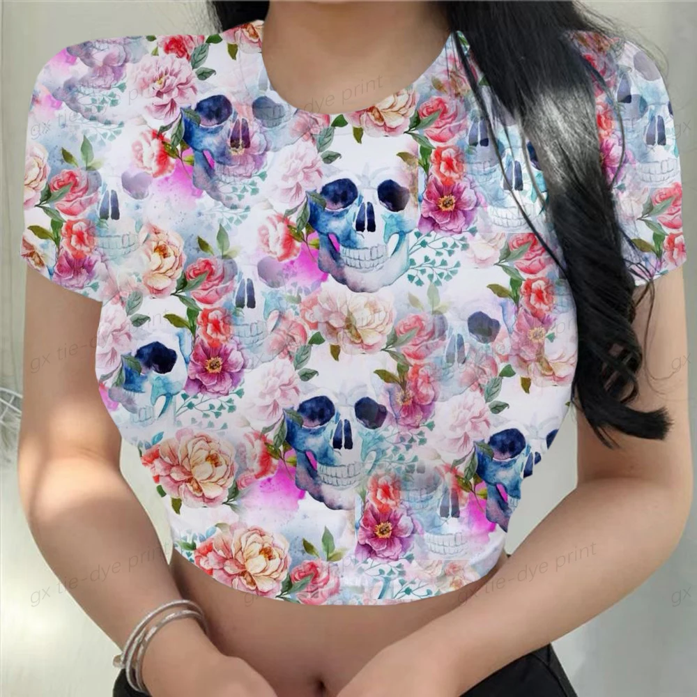 Женские топы в стиле Харадзюку 90-х Забавный кроп-топ с коротким рукавом одежда