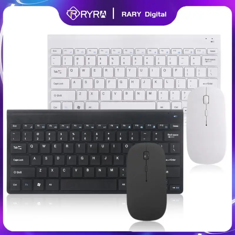 

Беспроводная клавиатура и мышь RYRA USB2.0 2,4G, портативная тонкая эргономичная клавиатура и мышь с шумоподавлением для ноутбука и ПК