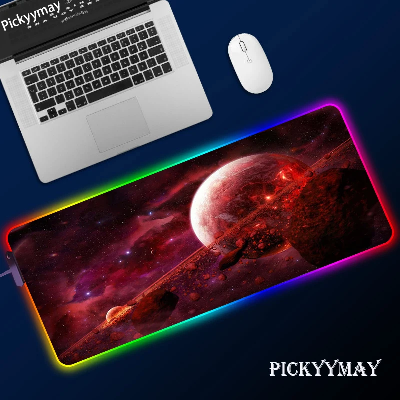 

Large RGB Space Mouse Pad Anime Gaming Mousepad LED Mause Pad Gamer Accessories Mouse Carpet PC Desk Mat With Backlit LOL Table