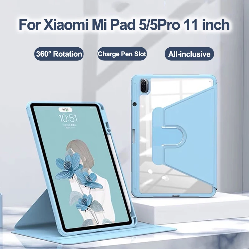 

Защитный чехол для Xiaomi Pad 5 Pro 11inTablet с поворотом на 360 ° и держателем для карандашей RedMi Pad 10,6 с функцией автоматического пропуска