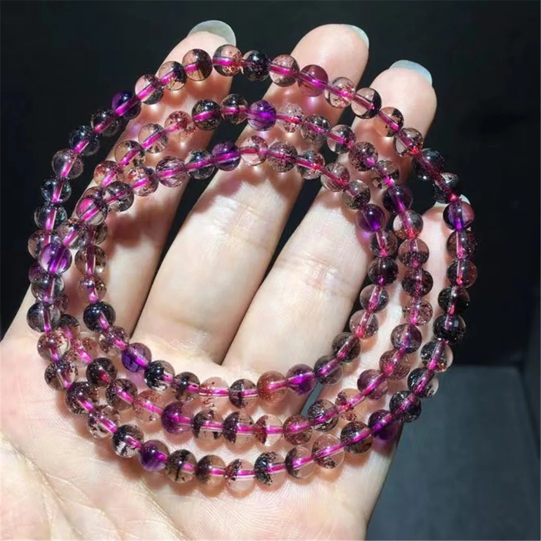 

5mm Natural Super Seven Purple Rutilated Quartz Bracelet Jewelry For Women Men Love Gift Beads Crystal Jewelry Gemstone AAAAA