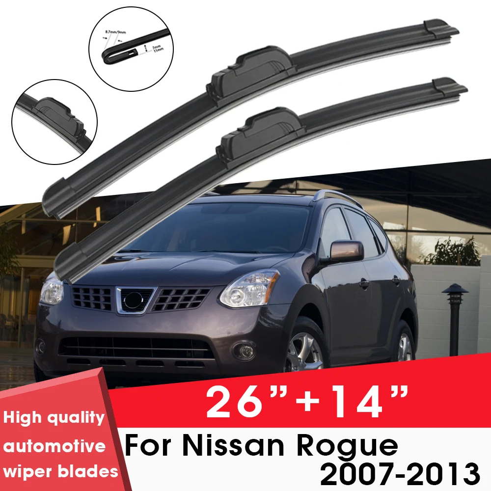 

Car Wiper Blade Blades For Nissan Rogue 2007-2013 26"+14" Windshield Windscreen Clean Rubber Silicon Cars Wipers Accessories