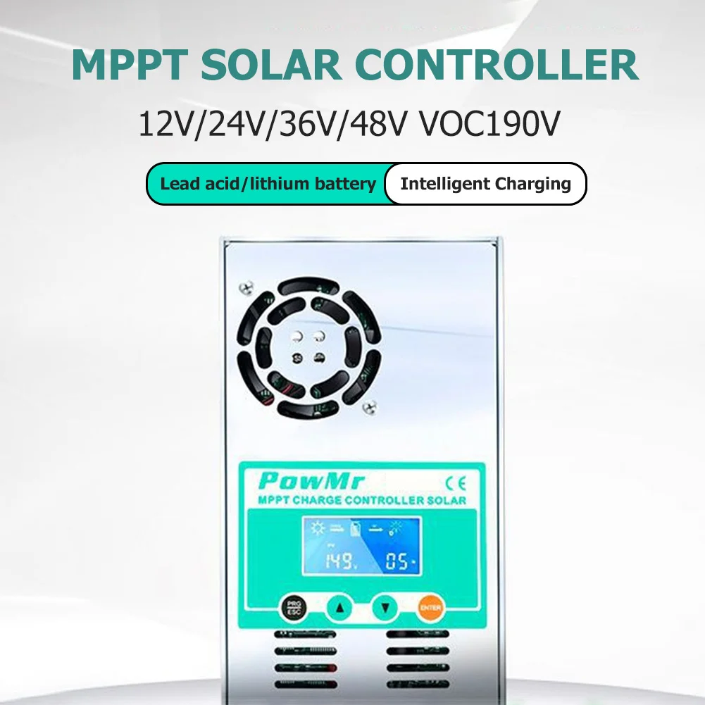 

MPPT Battery Load Regulator 12V 24V 36V 48V Solar Charge Regulator LCD Display Overcharge Protection for Ventilated Gel Battery