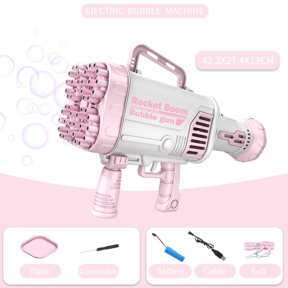 2021 Kids Gatling Bubble Gun Toys Summer Soap Water Bubble Machine Plastic Electric Magic Bubble Machine Children Bath Toys