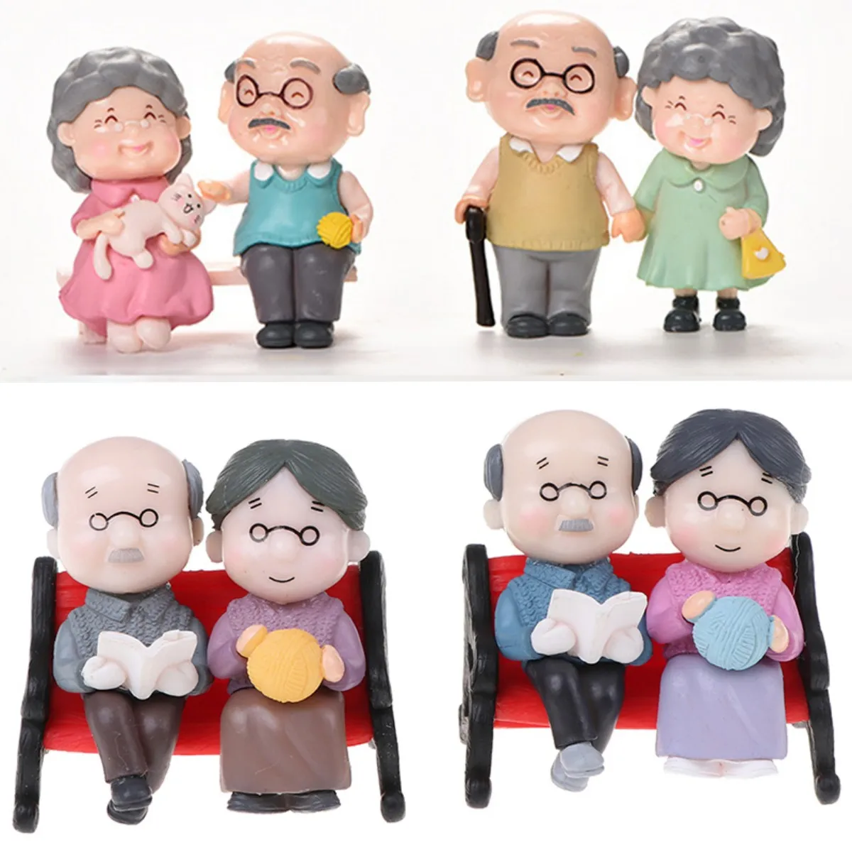 

Sweety Old Lovers Couple Ornament Mini Couple Figures Grandma Grandpa For Fairy Garden Figurines Miniature Home Decoration