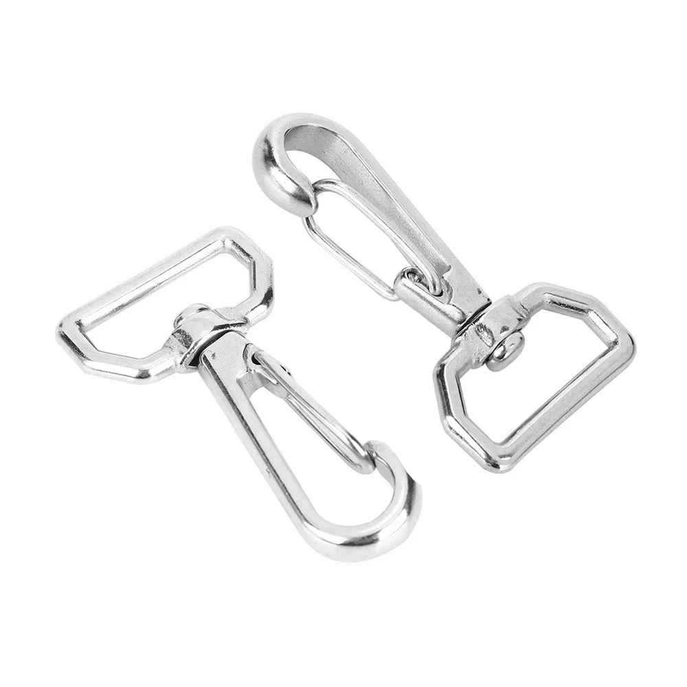 2Pcs Stainless Steel 316 Ring Square Eye Swivel Snap Hooks Quick Straping Hook Lobster Clasps Hiking Camping Carabiner Pet Chain |