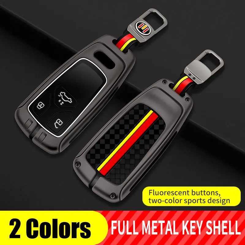 

Car Key Cover Bag Key Chain Case For Audi A6 A5 Q7 S4 S5 A4 B9 Q7 A4L TTS RS 8S 2016-2018AluminumAlloy Remote Holder Accessories