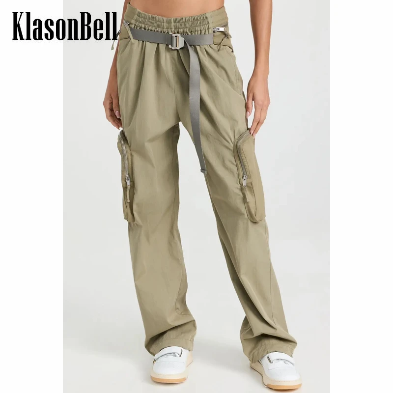 

8.26 KlasonBell Fashion Detachable Waist Bag Zipper Pocket Drawstring Hem Cargo Pants Women