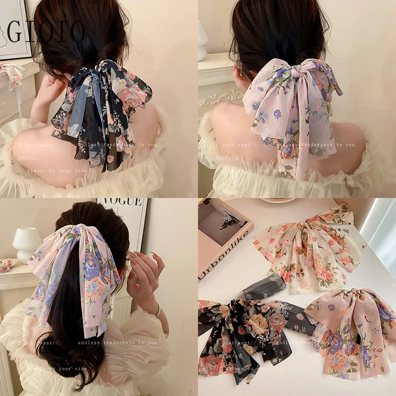 

Korean Fashion Ins Flower Bow Tie Banana Clip Grip Barrettes Back Head French Style Temperament cz tiara tiara hair accessories