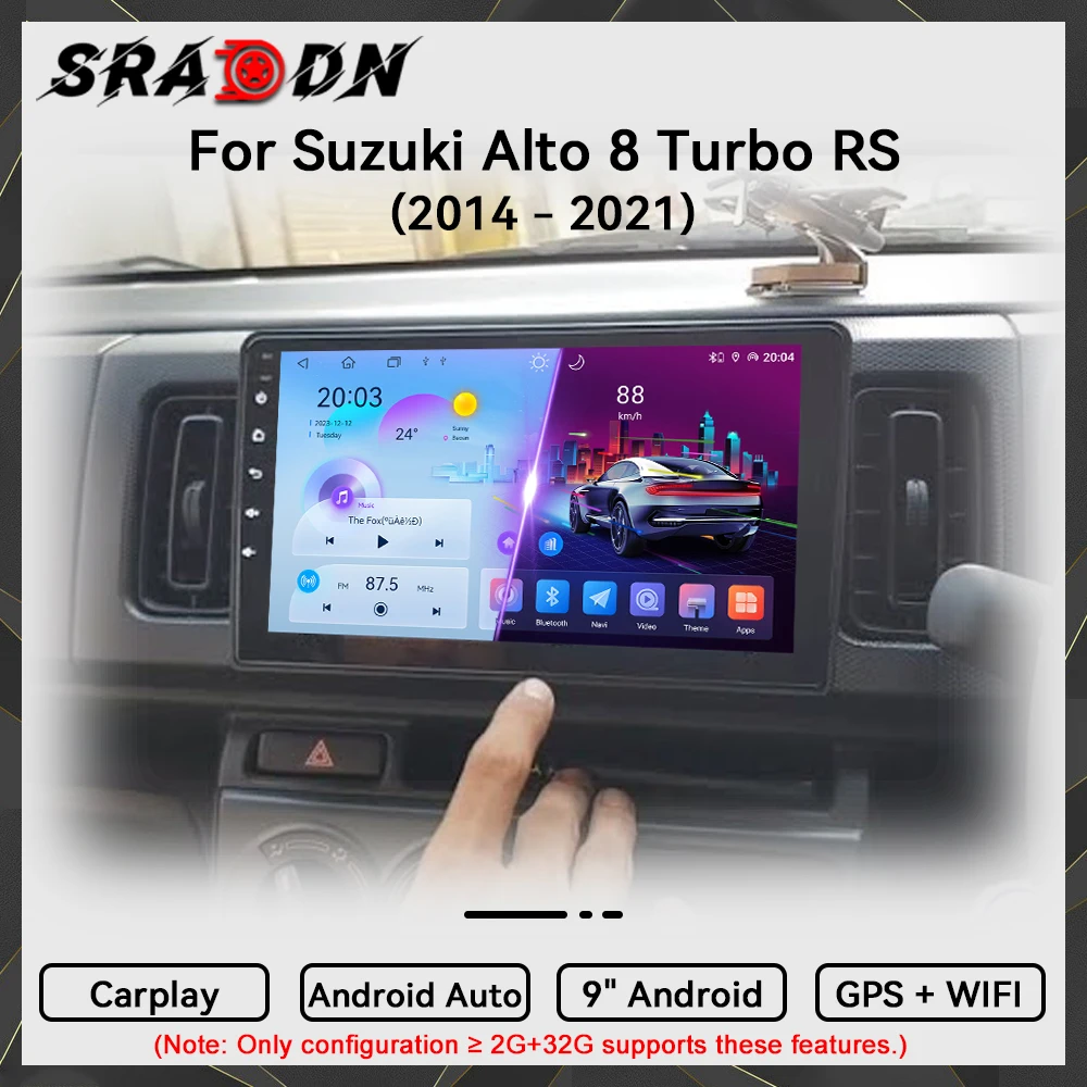 Фото Автомагнитола Android для Suzuki Alto 8-го поколения 2014 2015 2016 2017 2018 2019 2020 2021, мультимедийный видеоплеер, навигация, GPS, Carplay, сенсорный экран, интеллектуальная система. №1