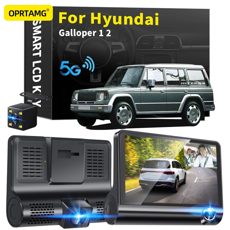 

OPRTAMG Dash Cam Car DVR 3 Cameras Lens 4.0 Inch 1080P dashcam For Hyundai Galloper 1 2 1994 1995 1996-2018 2019 2020 2021 2022