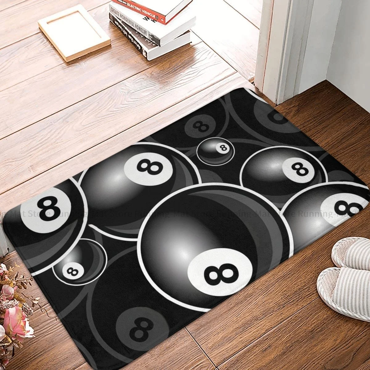 

Billiards Cue Sport Pool Snooker Games Bathroom Non-Slip Carpet 8 Ball Black Bedroom Mat Entrance Door Doormat Floor Decor Rug
