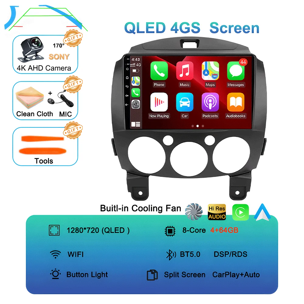 

Автомобильный радиоприемник Android 15, мультимедийный плеер для MAZDA 2 Mazda2 2007 2008 2009 2010 2011 2012 2013 2014 GPS Navi 2 Din, авторадио QLED