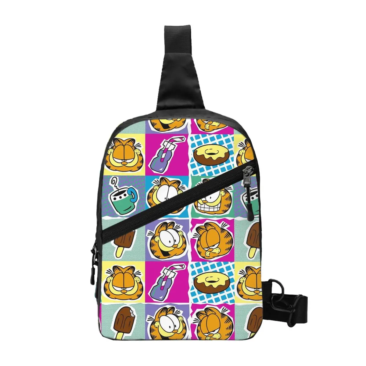 Manga Garfields Sling Crossbody Backpack Men Custom Cartoon Anime Cat Shoulder Chest Bag for Traveling Daypack