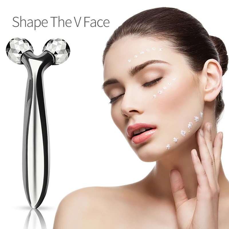 

Вращающийся на 360 градусов 3d-ролик для массажа лица, серебристый тонкий инструмент для разглаживания морщин, инструмент для массажа лица и р...