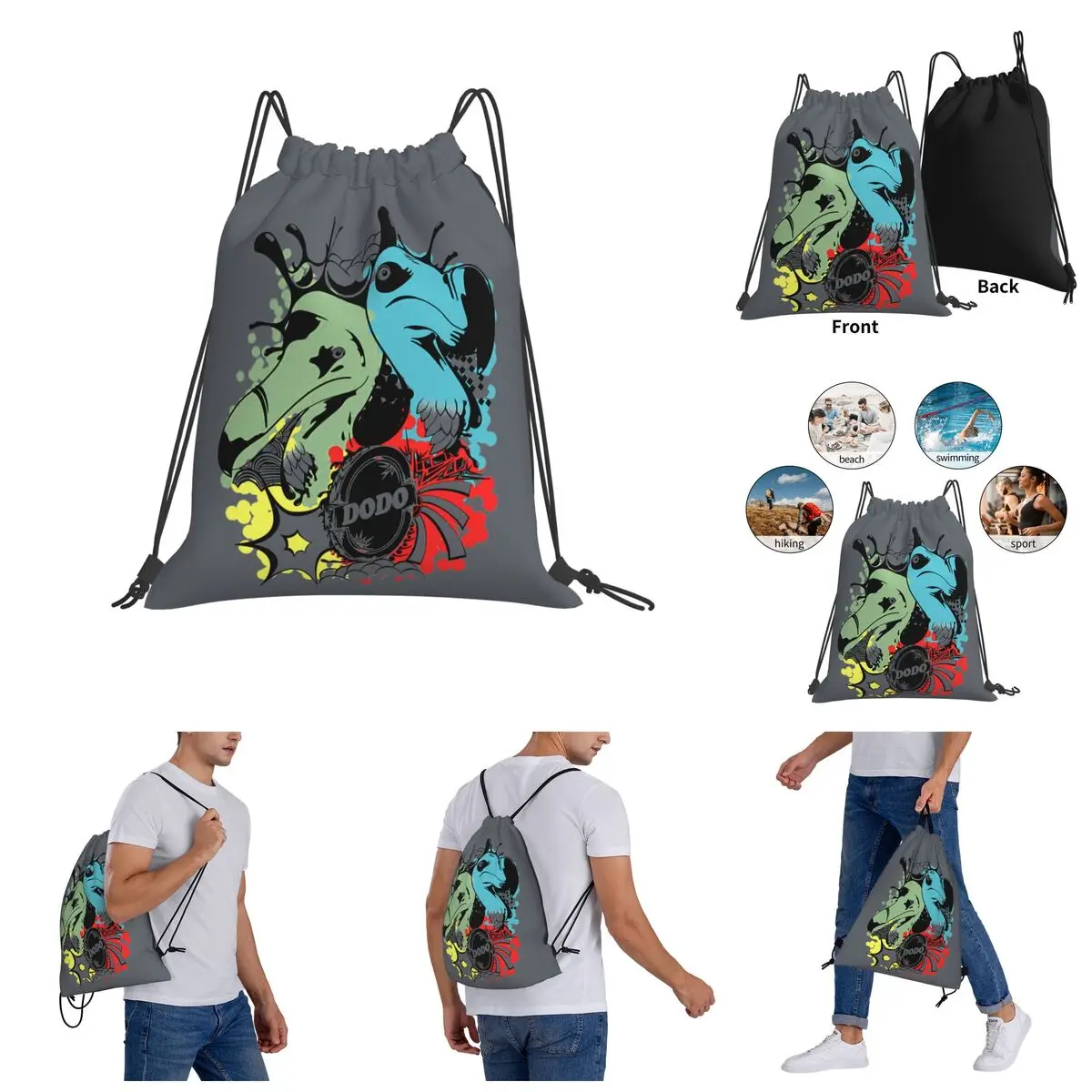 

Badass Dodos Drawstring Bags Gym Bag premium Backpack Funny Novelty R248 Drawstring Backpack