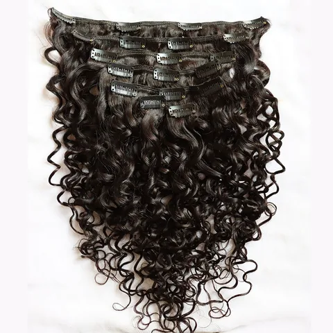 Накладные человеческие волосы с зажимом, волнистые, волнистые, на всю голову, девственные бразильские, зеленые человеческие волосы для чернокожих женщин