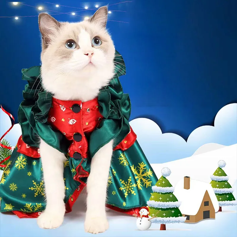 

Cat Poncho Skirt Christmas Pet Clothes Weird Transformation Cape Holiday Models Cat Costumes Christmas Dog Designer Clothes
