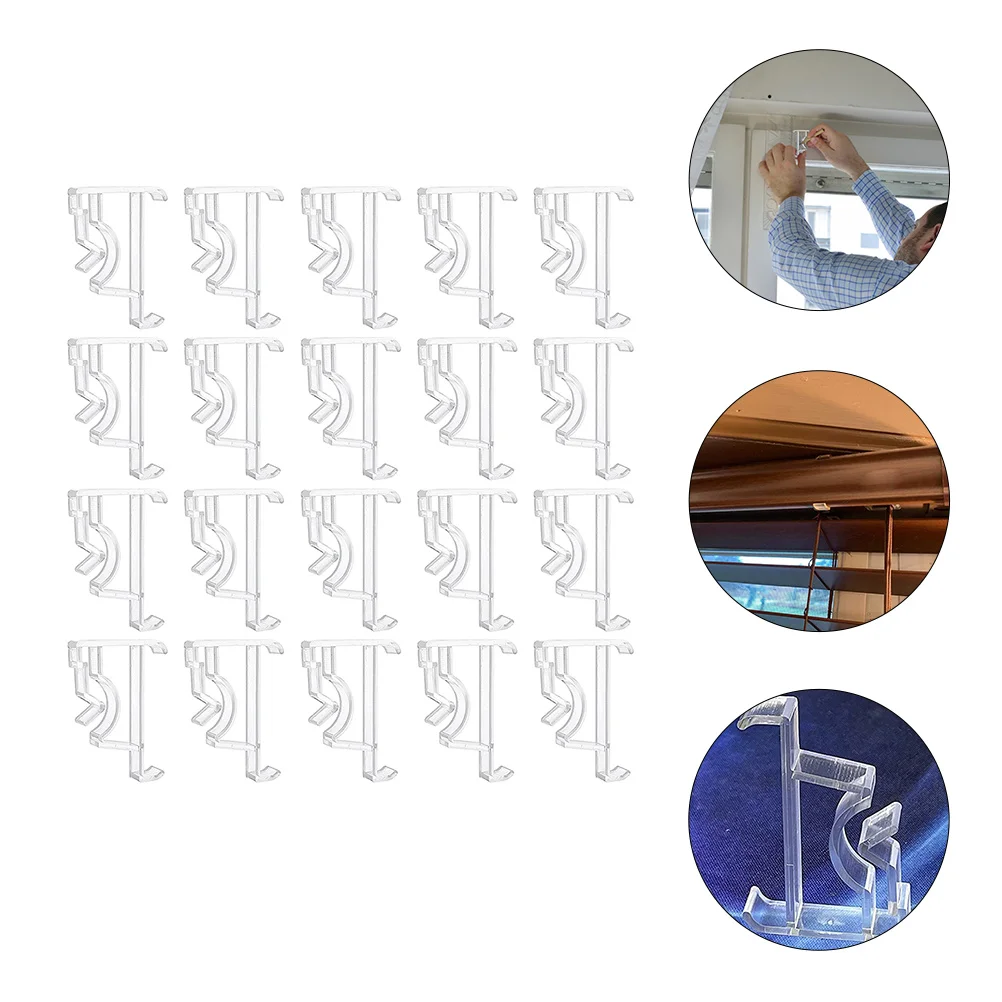 

20Pcs Clips Valance Accessory Replaceable Valance Clamps Plastic Blind Clamps for Window Bathroom Blind