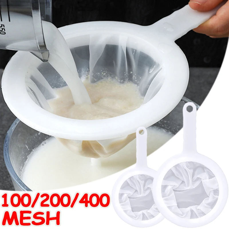 Kitchen Ultra-Fine Nylon Mesh Strainer Plastic Sieve Filter Spoon Separation Net for Soy Milk Coffee Milk Honey Yogurt Juice