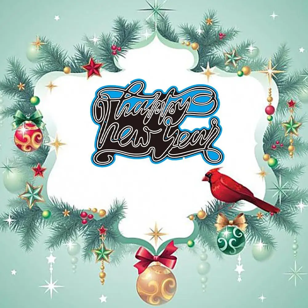 Надпись С Новым Годом металлическая высечка для изготовления открыток Декорации