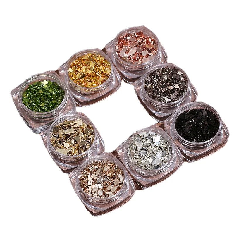 

1 коробка, ломтики для ногтей в стиле панк, 8 цветов