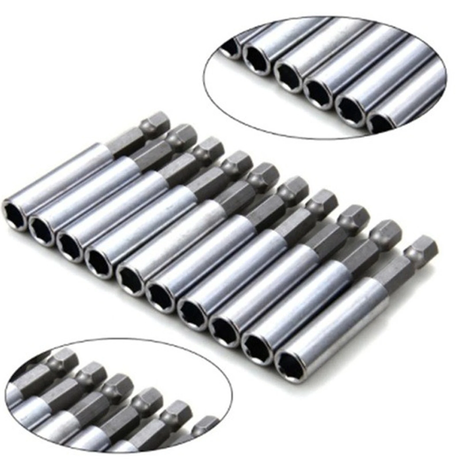 

10pcs/set 60mm Magnetic Screwdriver Extension Bit Tips Holder 1/4in Hexagon Shank Set Drill Bit Adapter Extend Socket tools