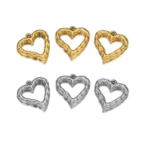 5pcs stainless steel embossed heart charms pendants for diy jewelry making handmade necklace bracelet findings supplies