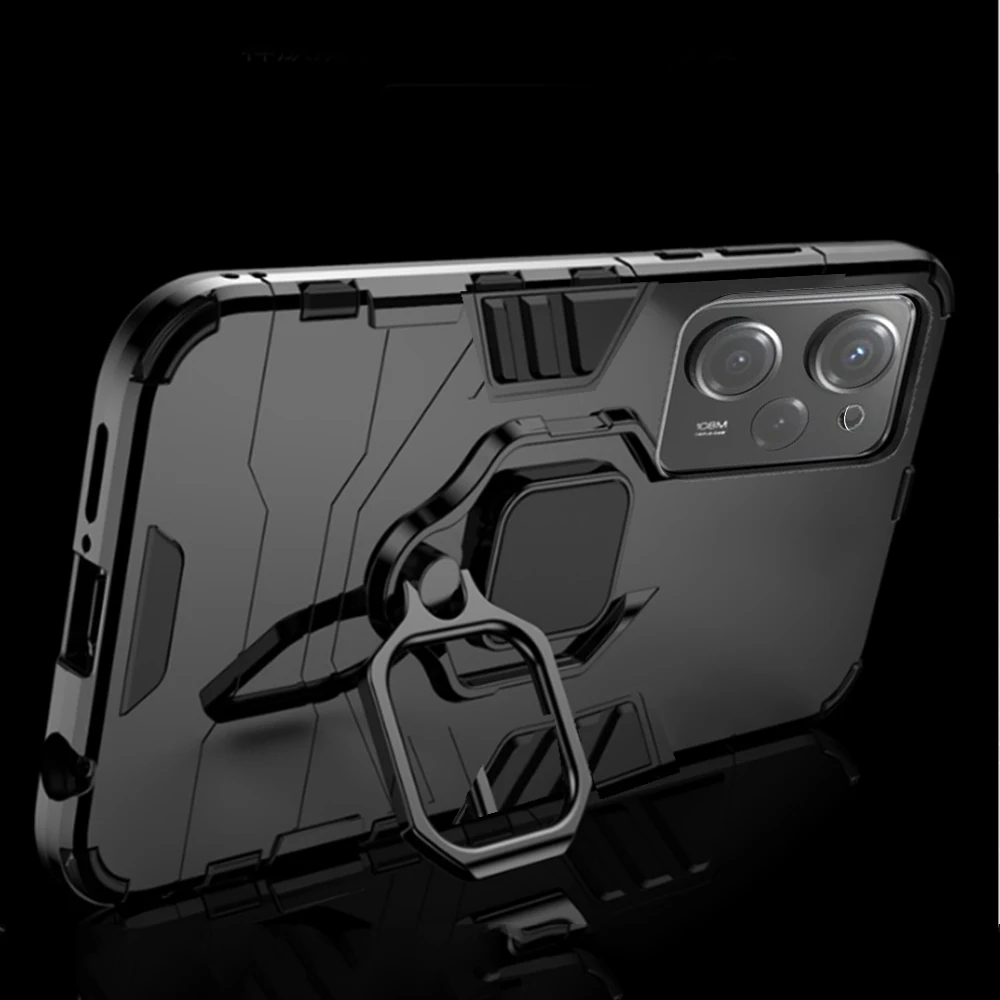 

For Xiaomi Poco X5 Pro Case Armor PC Cover Metal Ring Holder Phone Case For POCO X5 X4 Pro M5 X4 GT F4 X3 Cover Funda Coque Capa