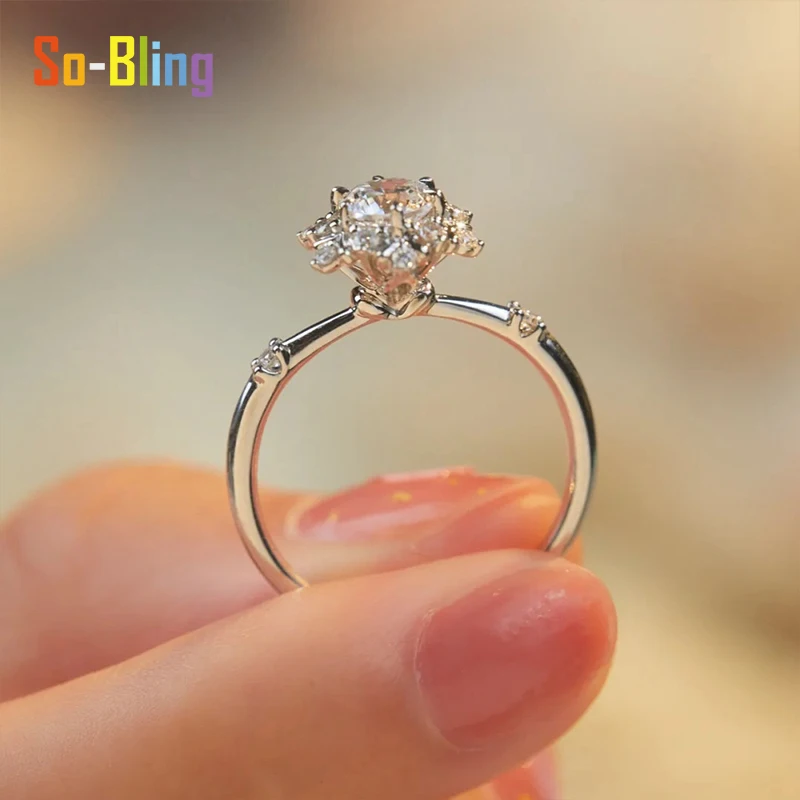 Фото So-Bling 0,5 карата D цвета VVS1 кольцо с муассанитом и сертификатом Gra стерлинговое серебро 925 пробы предложение обручальное кольцо для женщин ювелирные изделия №2