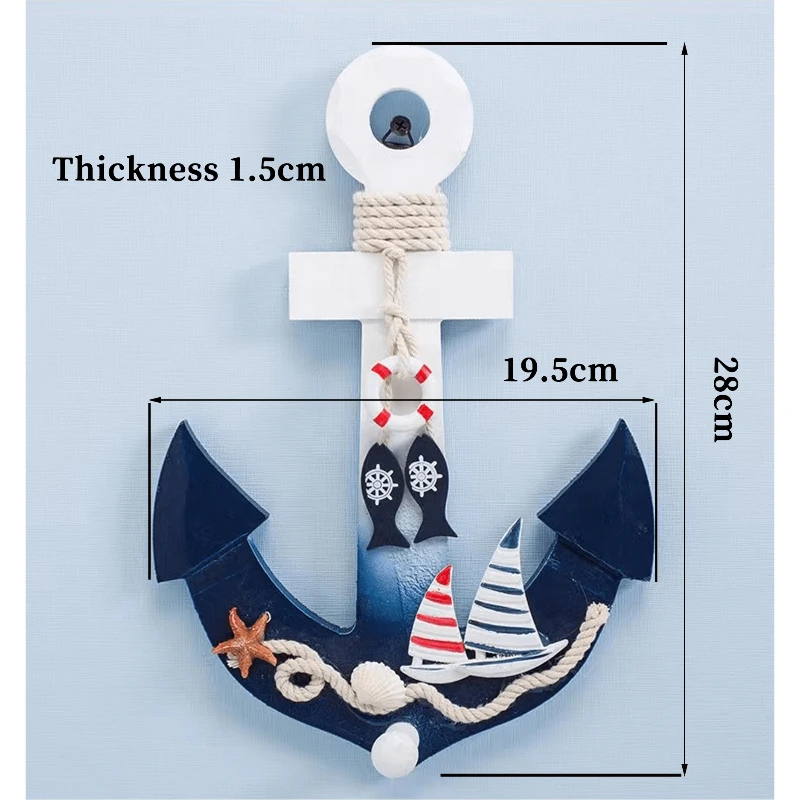 

Blue Wooden Boat Anchor Decorations Artwork Mediterranean Style Marine Wooden Crafts Decorations Home Decorations Small Ornament
