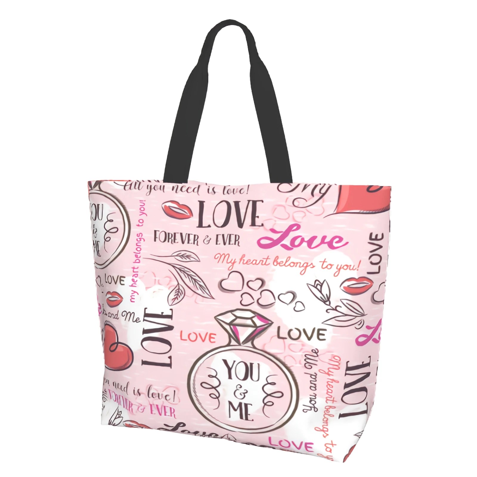 

Розовый фон с сердцем на День святого Валентина, цветок, любовь-это романтика, многоразовые сумки для продуктов