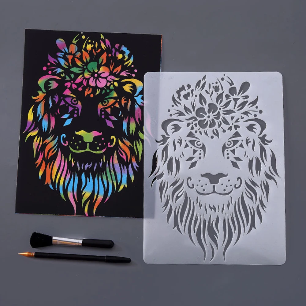

Animal Stencils for Painting Tiger Lion Hollow Stencils Spray/hand Painting Template Scrapbooking Coloring Embossing Album Decor