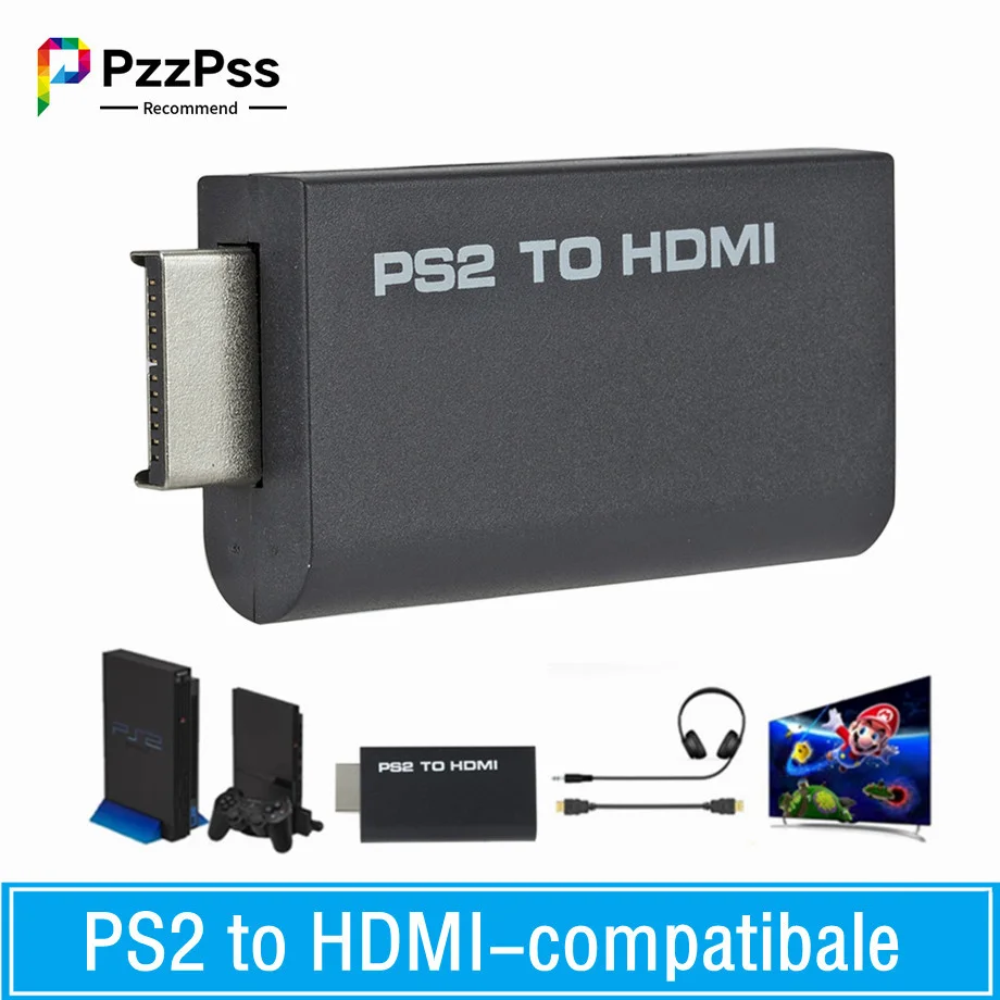 

PzzPss PS2 to HDMI-compatibale Audio Video Converter 480i/480p/576i With 3.5Mm Audio Output Supports All PS2 to HD Display Modes