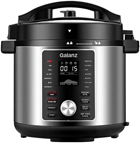 

Multi Cooker with Air Fry, Sous Vide, Rice, Sauté, Slow Cook, Steam, Roast, & Grill - Removable 8 QT Cooking Bowl, 8 Pre-Se