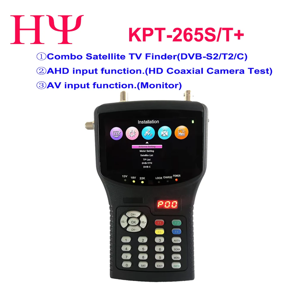 KPT-265ST+ AHD DVB-S2 DVB-T/T2 DVB-C Combo Test Cctv Camera Satellite Finder Meter Better Satlink WS-6933 ST-5150