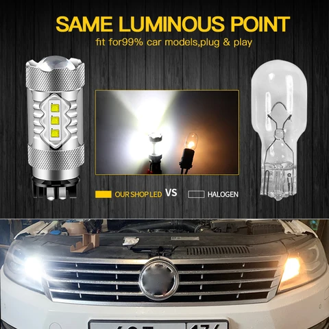 Светодиодные лампы Canbus PW24W PWY24W 6000K для указателей поворота Audi BMW Volkswagen, дневные ходовые огни DRL, янтарно-желтые, белые, 2 шт.