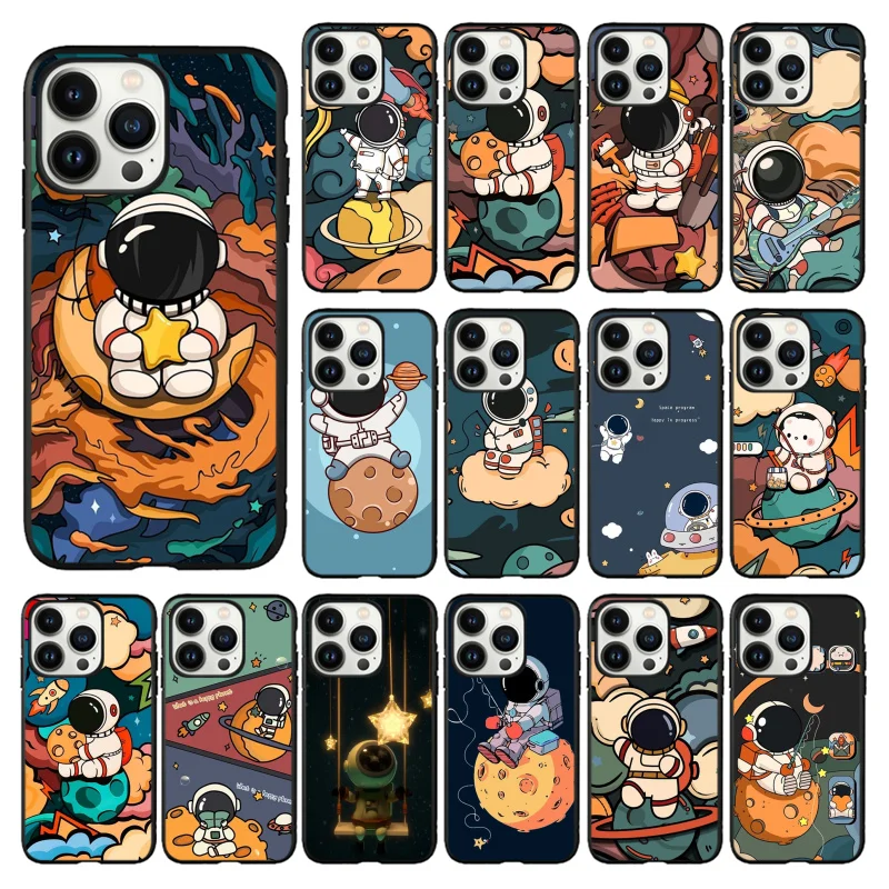 

Cartoon Astronaut Moon Star Space Phone Case For iphone 14 13 12 11 Pro Max Case For iphone 14 13 Pro XS MAX X XR case