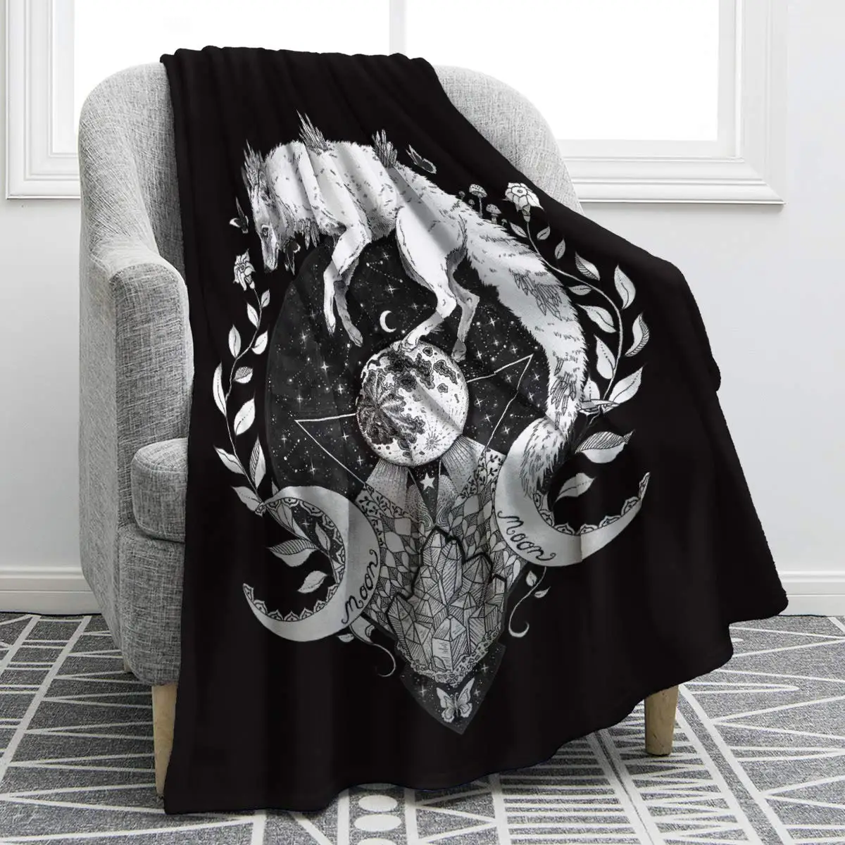

Wolf Dream Catcher Blanket Print Soft Throw Blanket for Couch Bed Sofa Travelling Camping Gifts Large Name Custom Comfort Warm