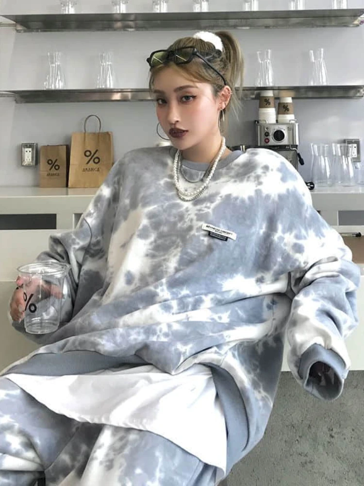 

Женский спортивный костюм, женский свитшот с завязкой, свободные топы средней длины, утягивающие брюки, Осень-зима 2022, полный комплект из дв...