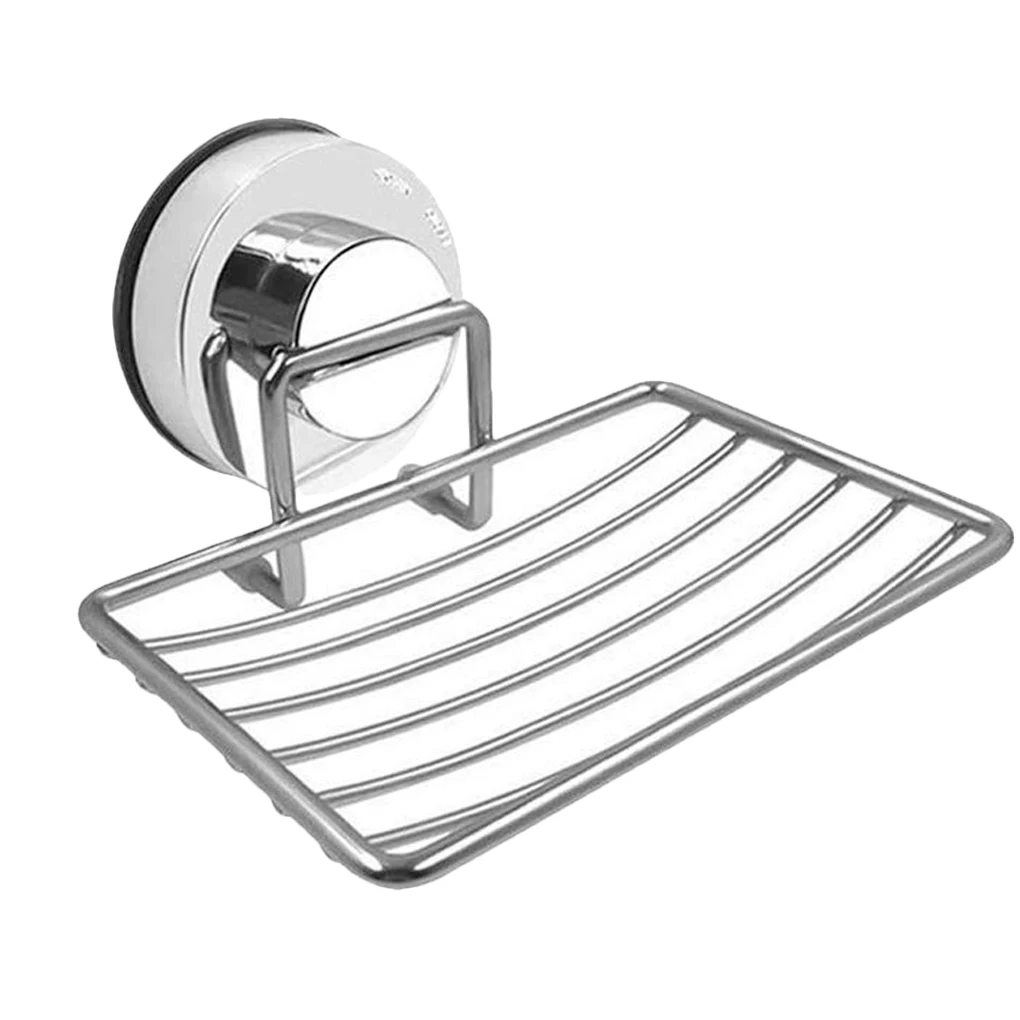 

Stainless Steel Soap Rack Vacuum Suction Shower Sponge Shelf Holder for Bathroom Kitchen Sink