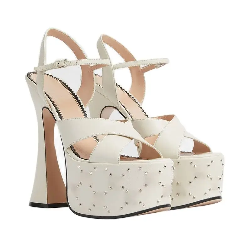 2023 Spring and Summer New Women's Shoes Designer Luxury Thick Sole High Heels Sandals Occidental Banquet Party Shoes for Women