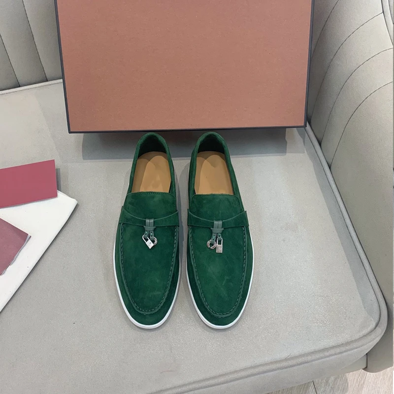 

Leak detection handmade 2023 round head sheepskin comfortable flat soft sole couple shoes for men's shoes