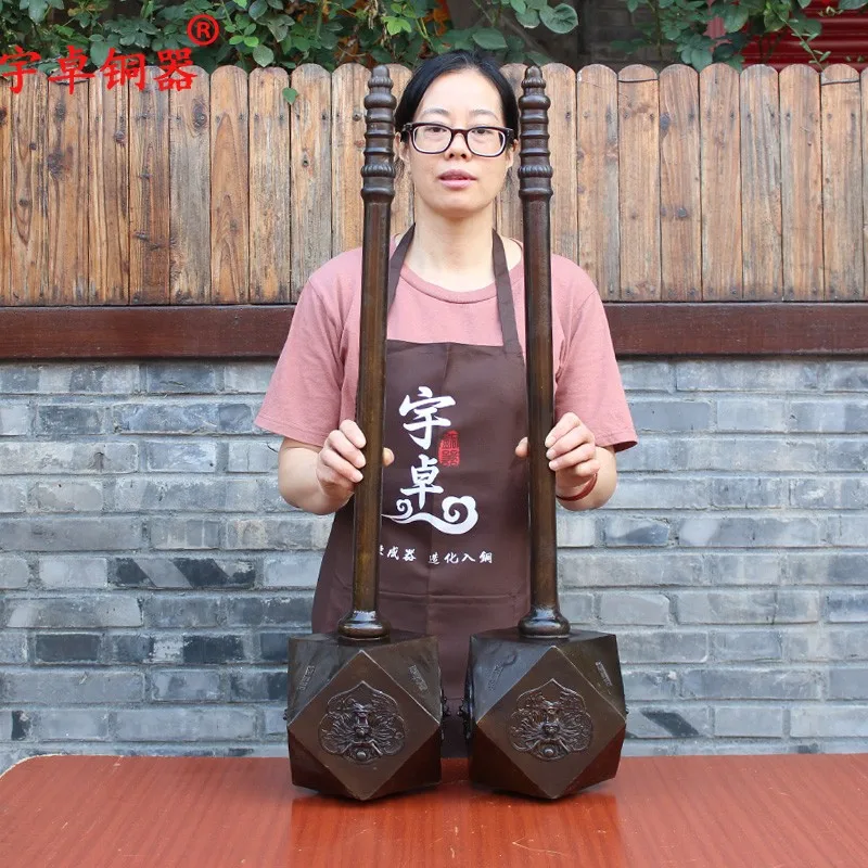 

Yuzhuo Bronze Ware Pure Copper Eighteen Arms of Wushu Hammer Brass Hammer Sledge-Hammer round Hammer Copper Hammer Crafts Orname